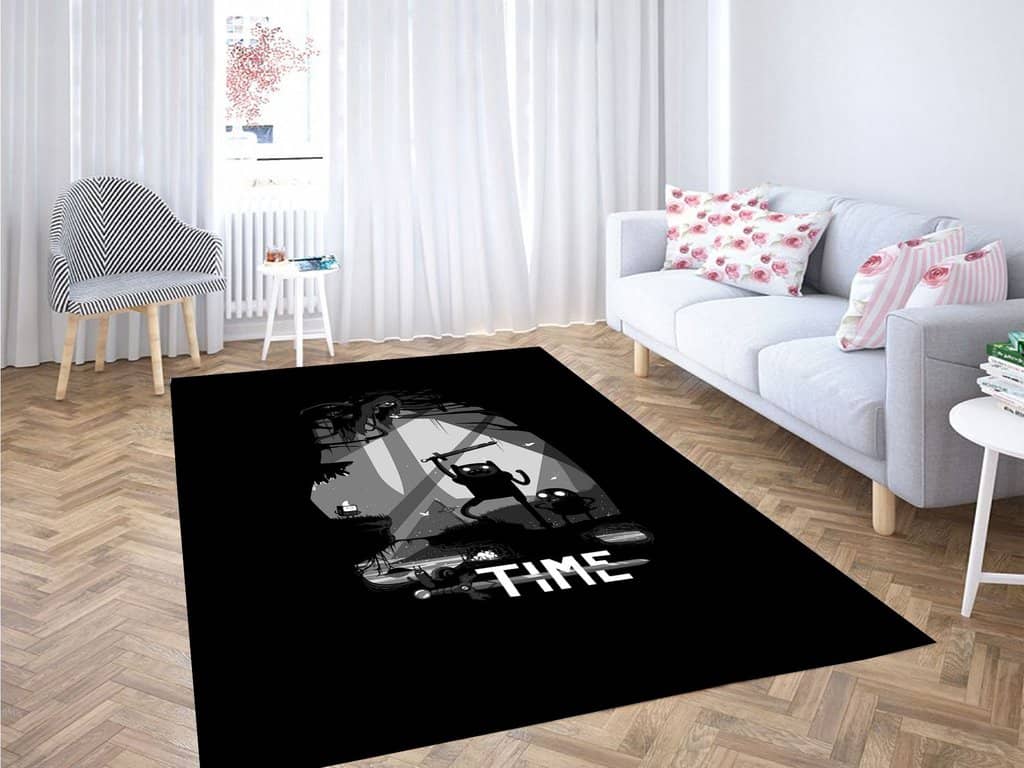 Black And White Adventure Time Living Room Modern Carpet Rug