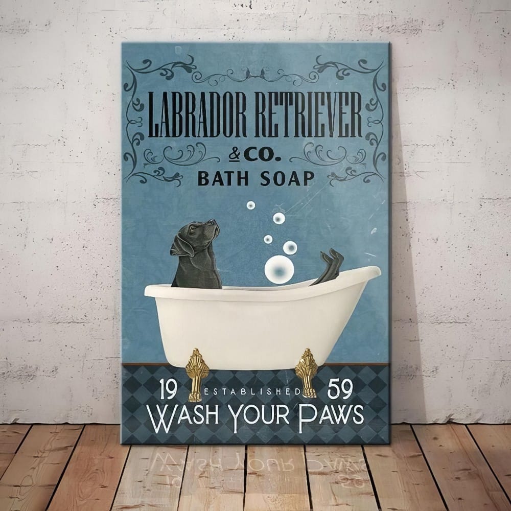 Black Labrador Retriever Dog Bath Soap Poster