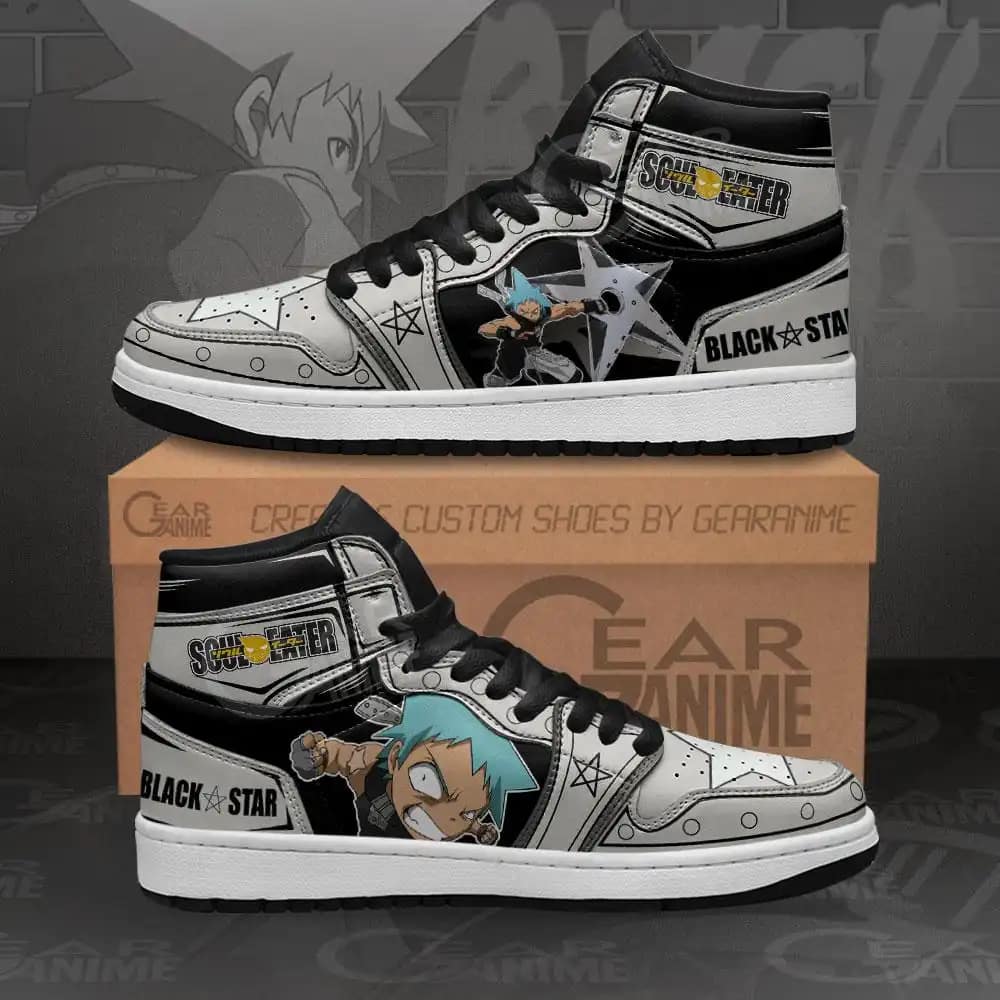 Black Star Sneakers Soul Eater Custom Anime Air Jordan Shoes