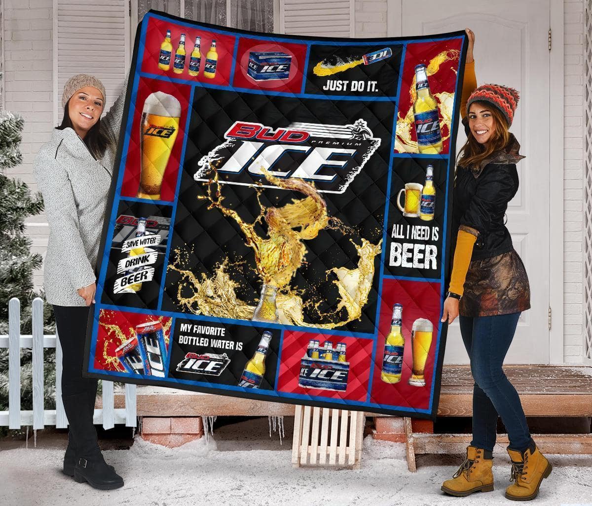 Bud Ice Beer Lover Funny Gift Idea Quilt