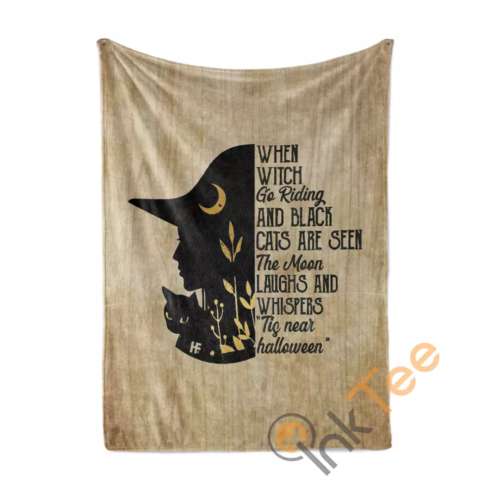 Cat And Witch Hallowen N300 Fleece Blanket