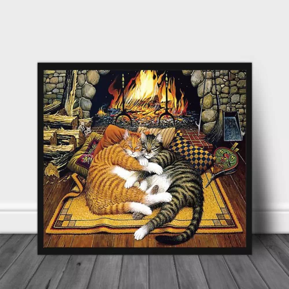 Cat Christmas Wall Art Canvas Funny Lover Gift Hanging Home Decor Poster
