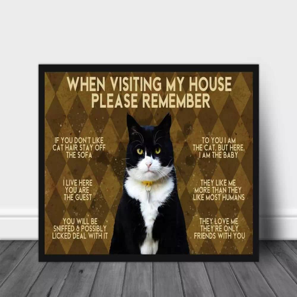 Cat When Visiting My House Please Remember Black Canvas Art Gift For Lover Print Home Decor N04 Poster