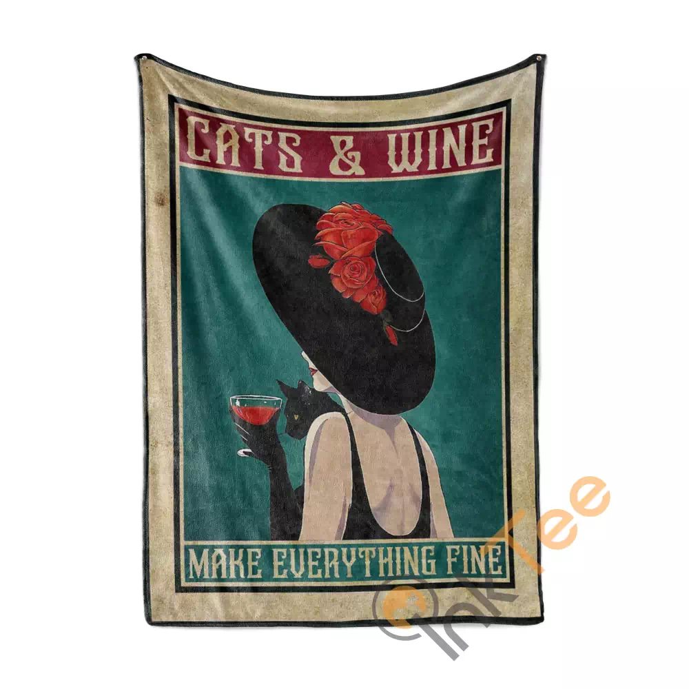 Cats And Wine Make Fine N281 Fleece Blanket