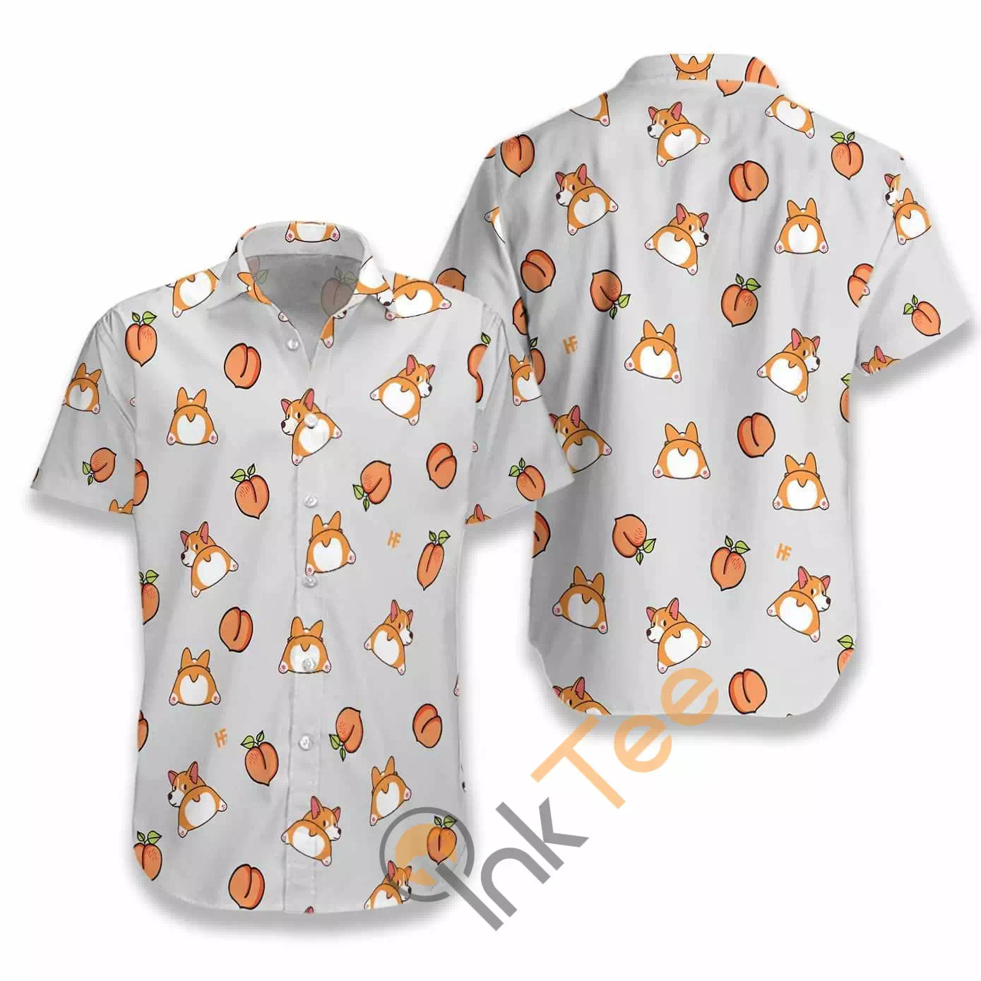 Corgi Butt And Peaches Seamless N560 Hawaiian Shirts