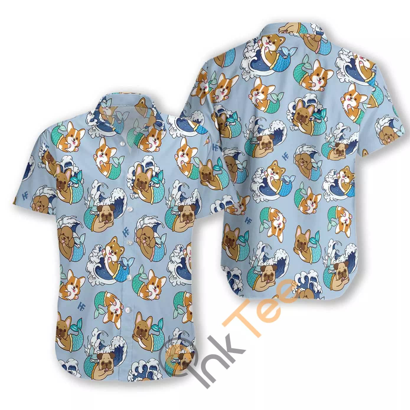 Dog Mermaid And Wave Seamless N544 Hawaiian Shirts