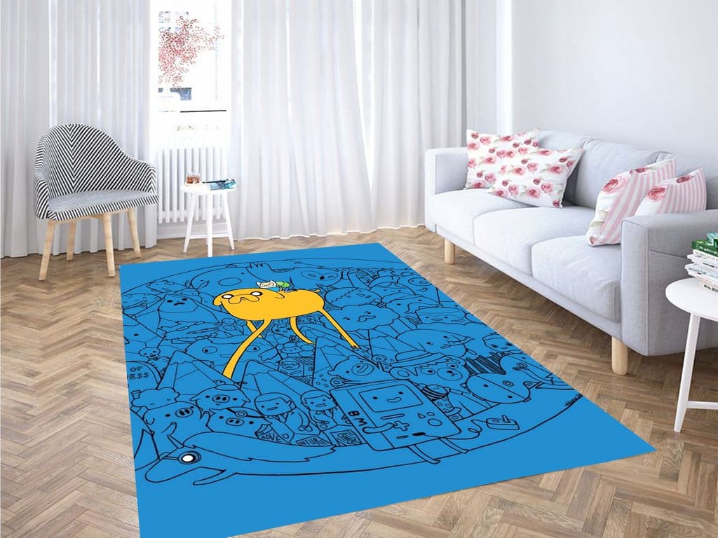 Doodle Adventure Time Living Room Modern Carpet Rug