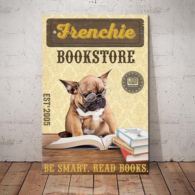 French Bulldog Bookstore Poster
