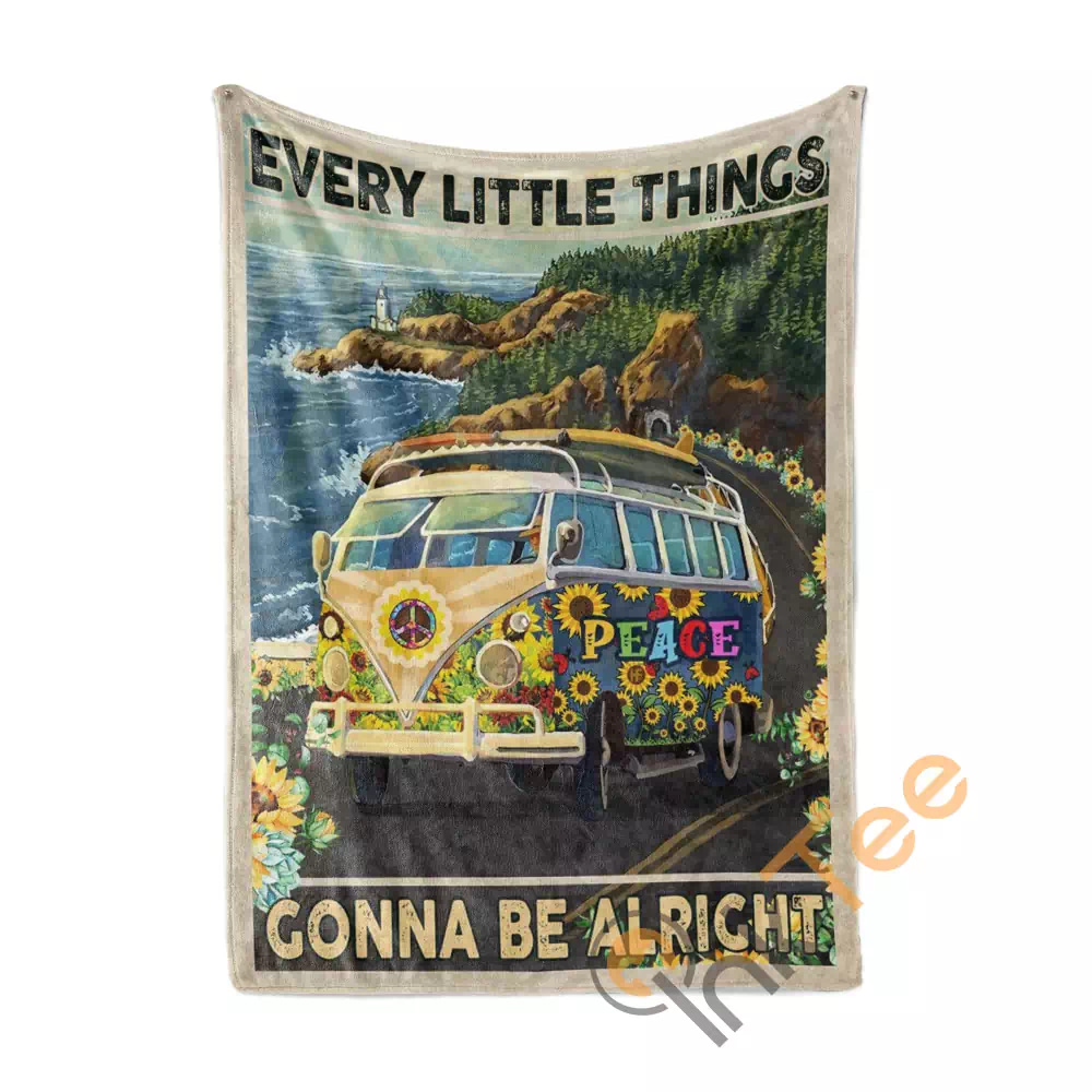 Hippie Vw Bus N208 Fleece Blanket