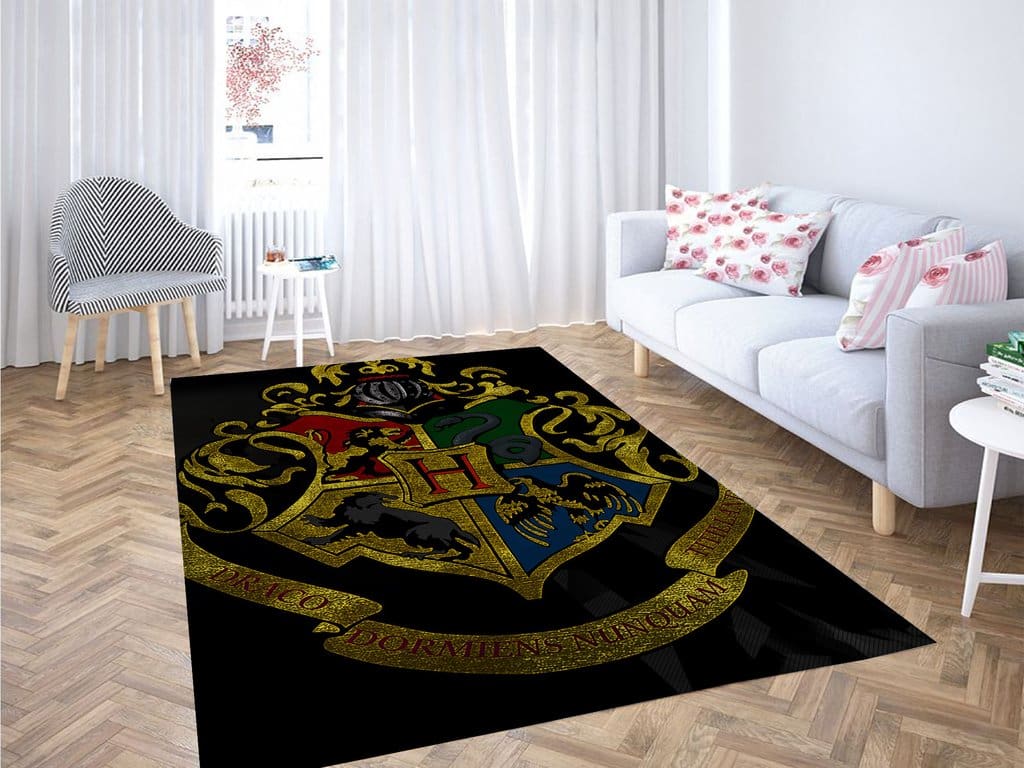 Hogwarts Logo Harry Potter Living Room Modern Carpet Rug