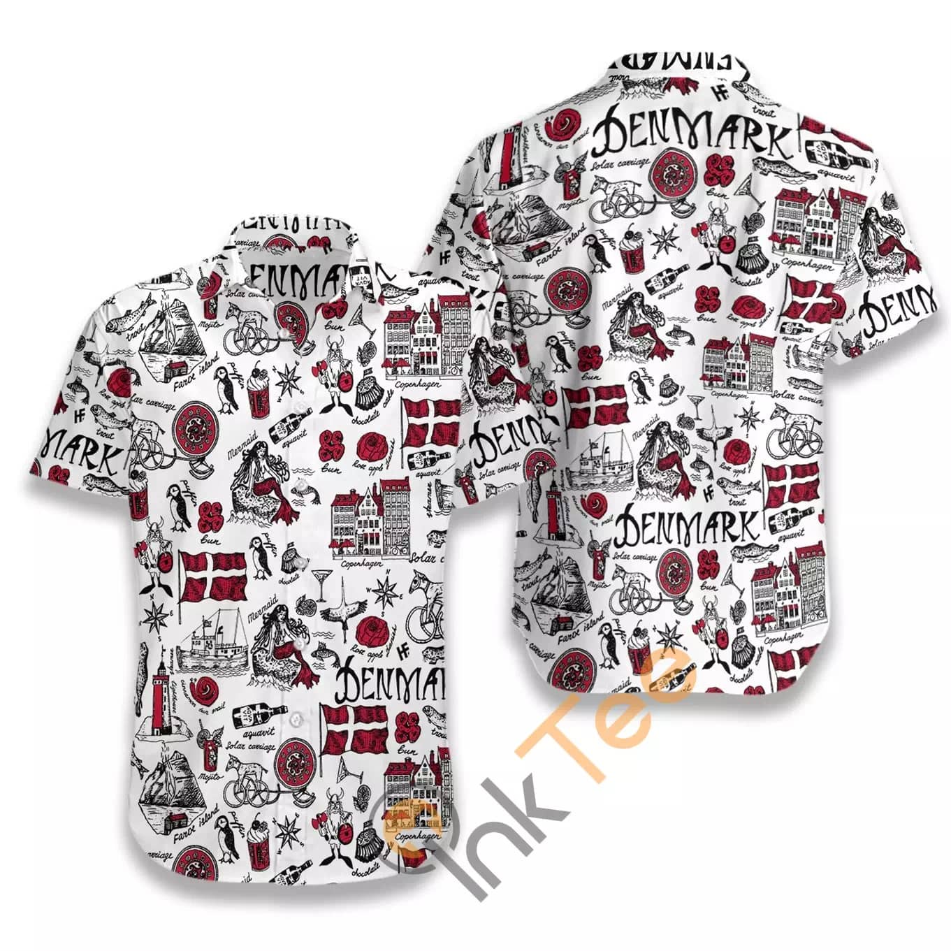 I Love Denmark Doodle N545 Hawaiian shirts