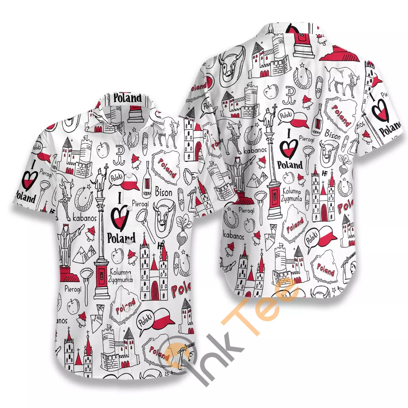 I Love Poland Doodle N795 Hawaiian shirts