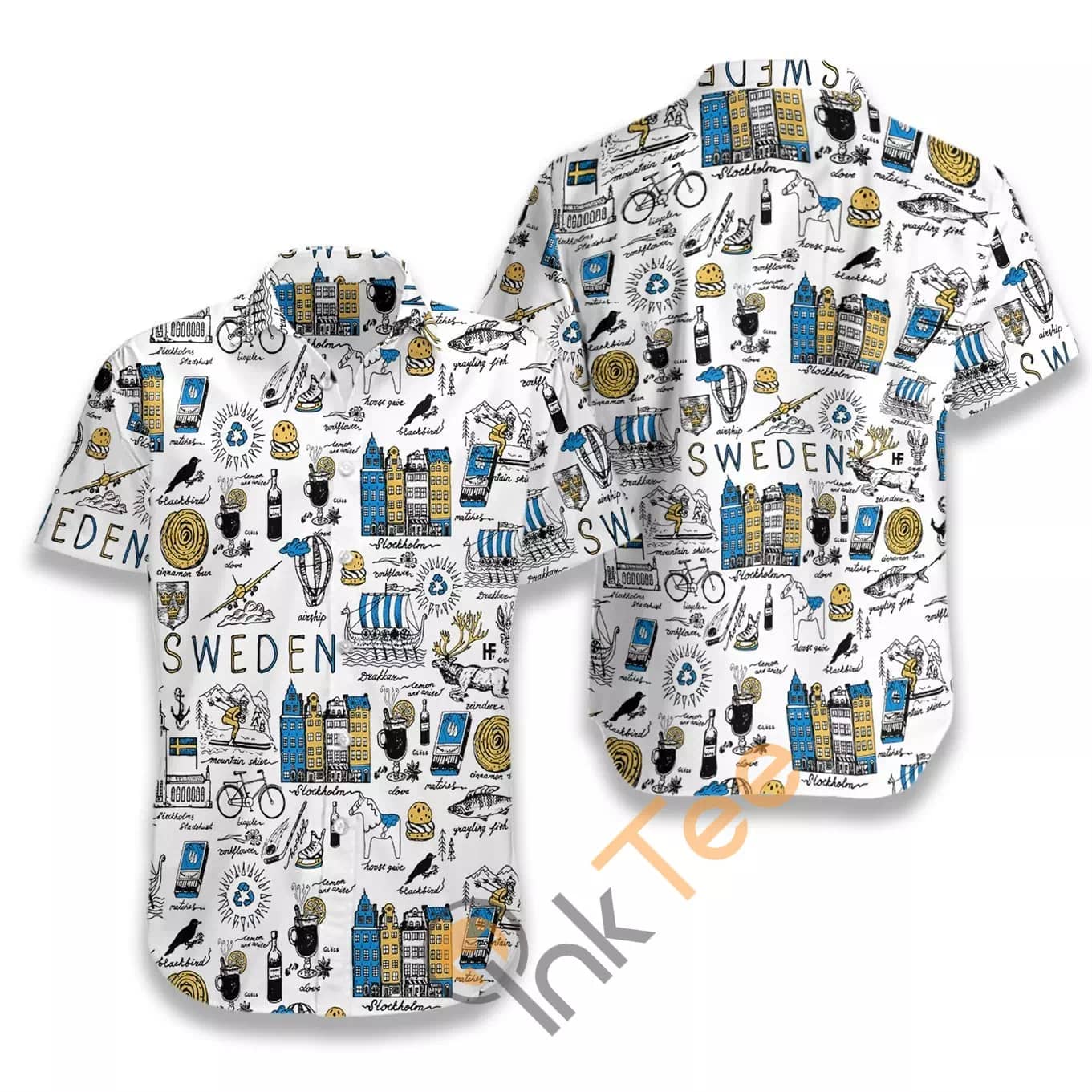 I Love Sweden Doodle N537 Hawaiian Shirts