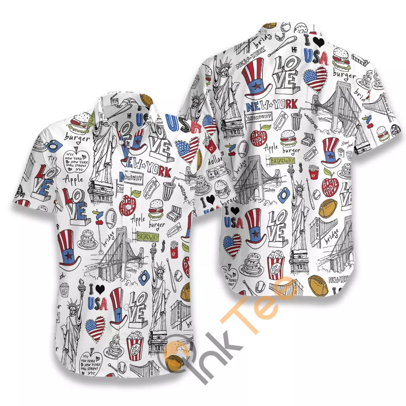 I Love Usa Doodle N529 Hawaiian shirts