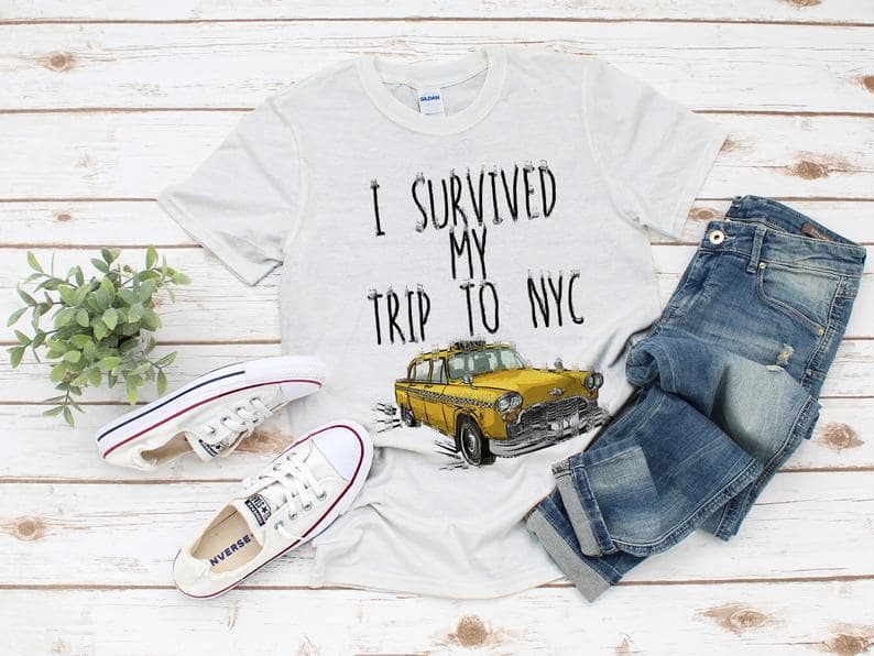 I Survived My Trip To Nyc New York Yellow Taxi Usa Cool Gift Men'S T Shirt