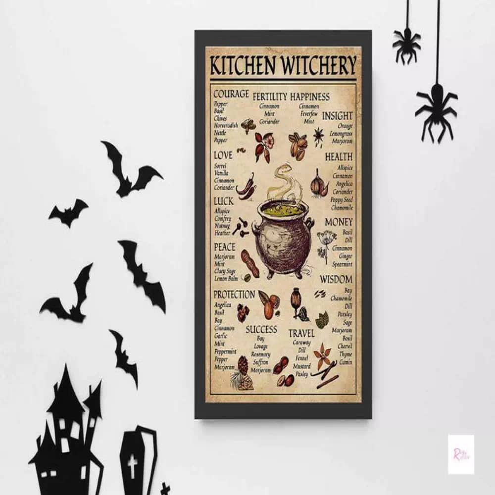 Kitchen Witchery Witches Halloween Blessing Art Work Recipe Poster
