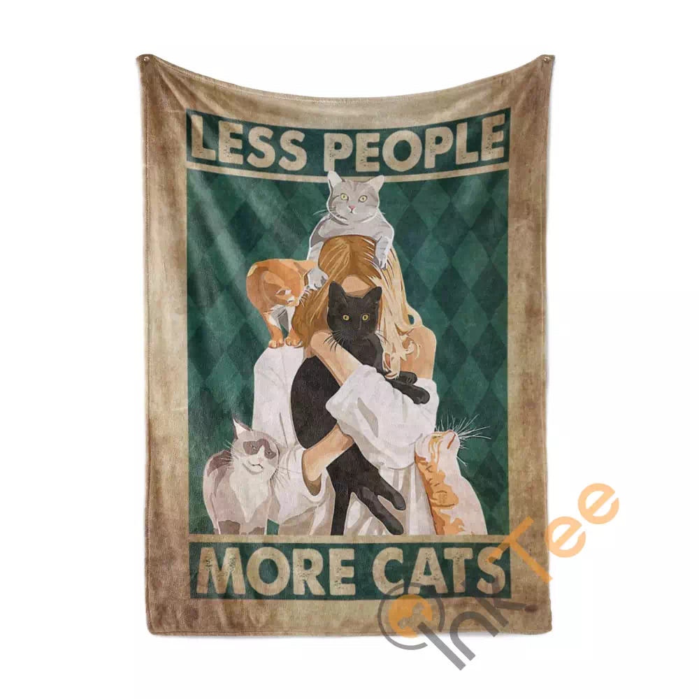Less People More Cats N156 Fleece Blanket