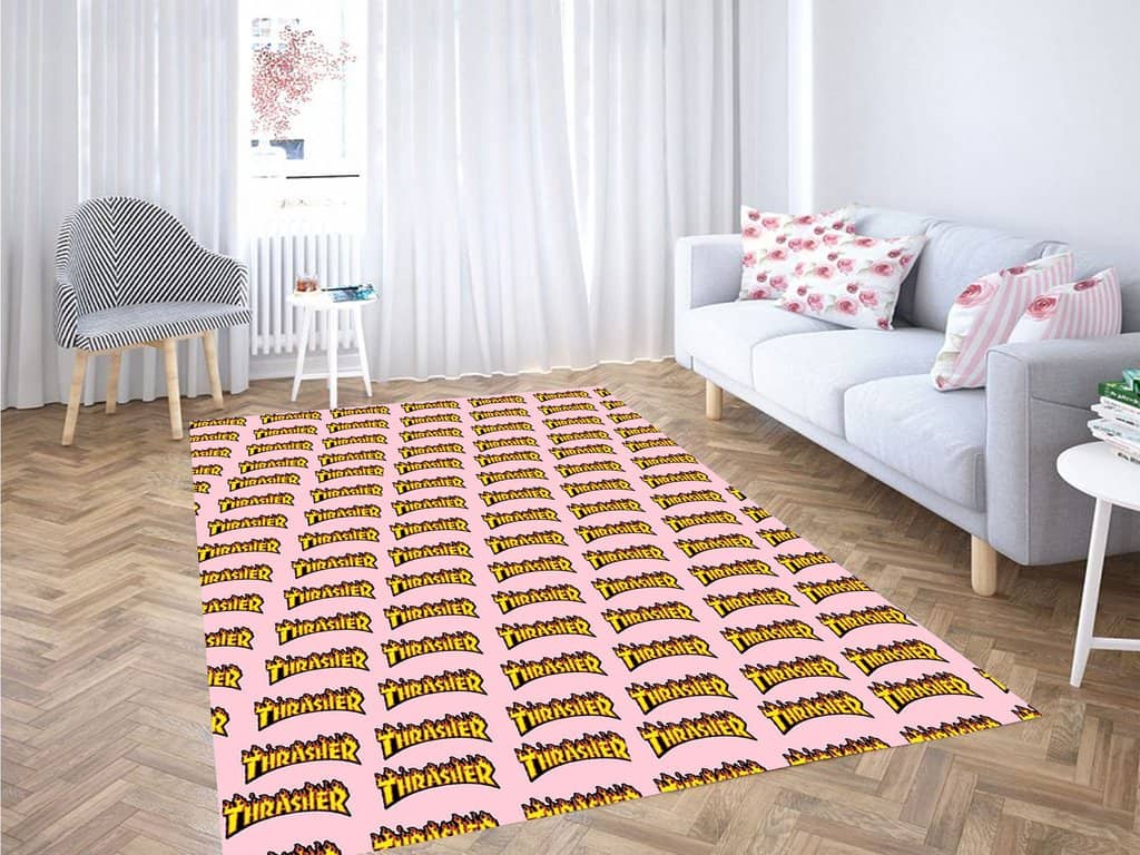 Logo Thrasher Pattern Living Room Modern Carpet Rug