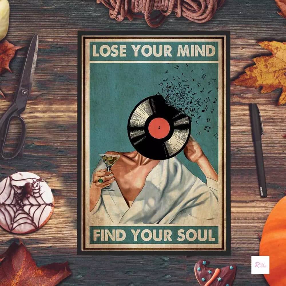Lose Your Mind Find Soul Black Cat Print Dance With Vintage Wall Decoration N04 Poster