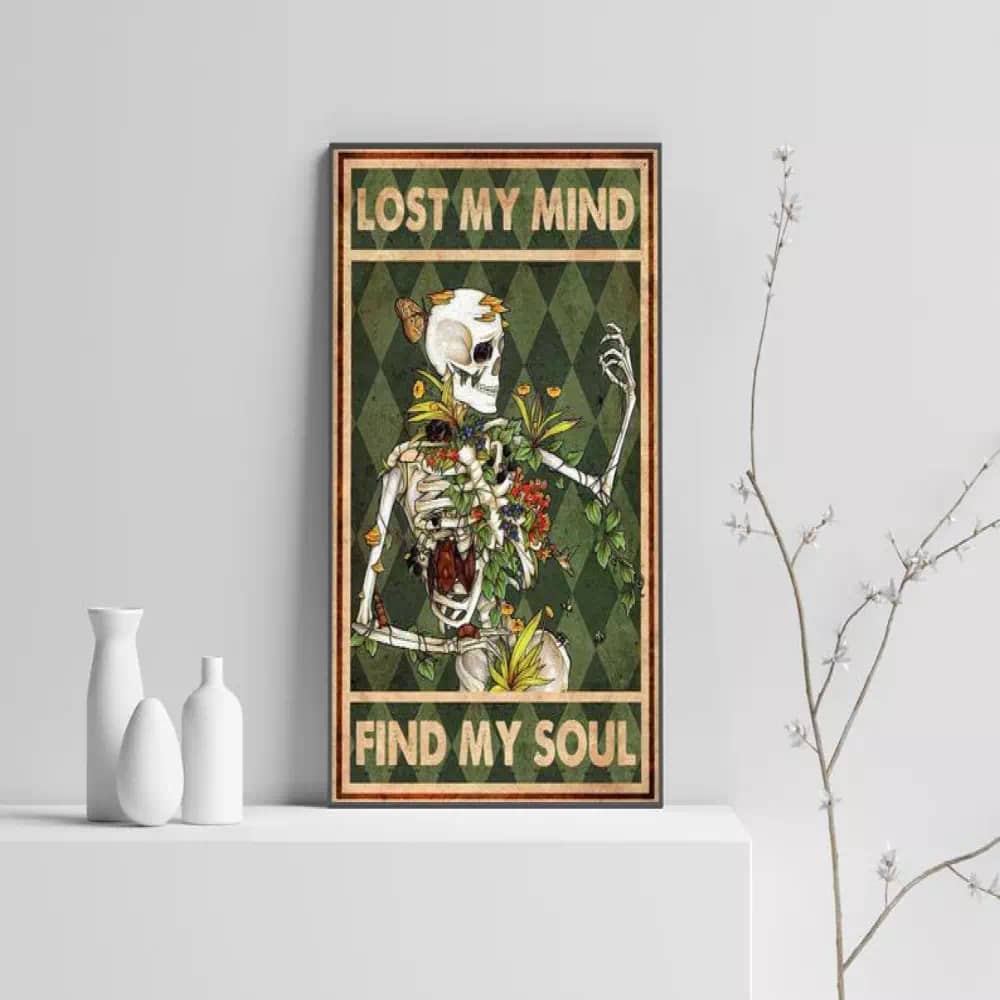 Lose Your Mind Find Soul Skeleton Print Canvas Art Wall Vintage Decoration Poster