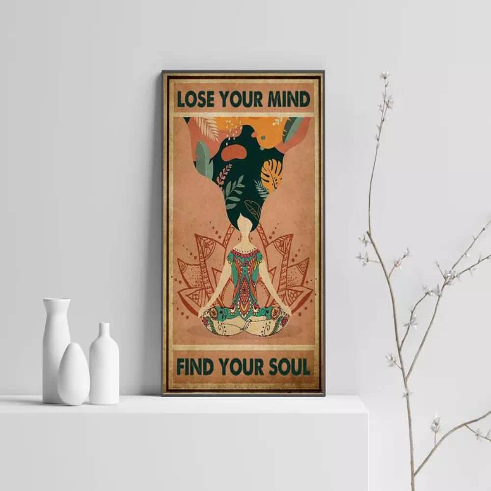 Lose Your Mind Find Soul Yoga Hippie Print Flower Head Printable Wall Poster