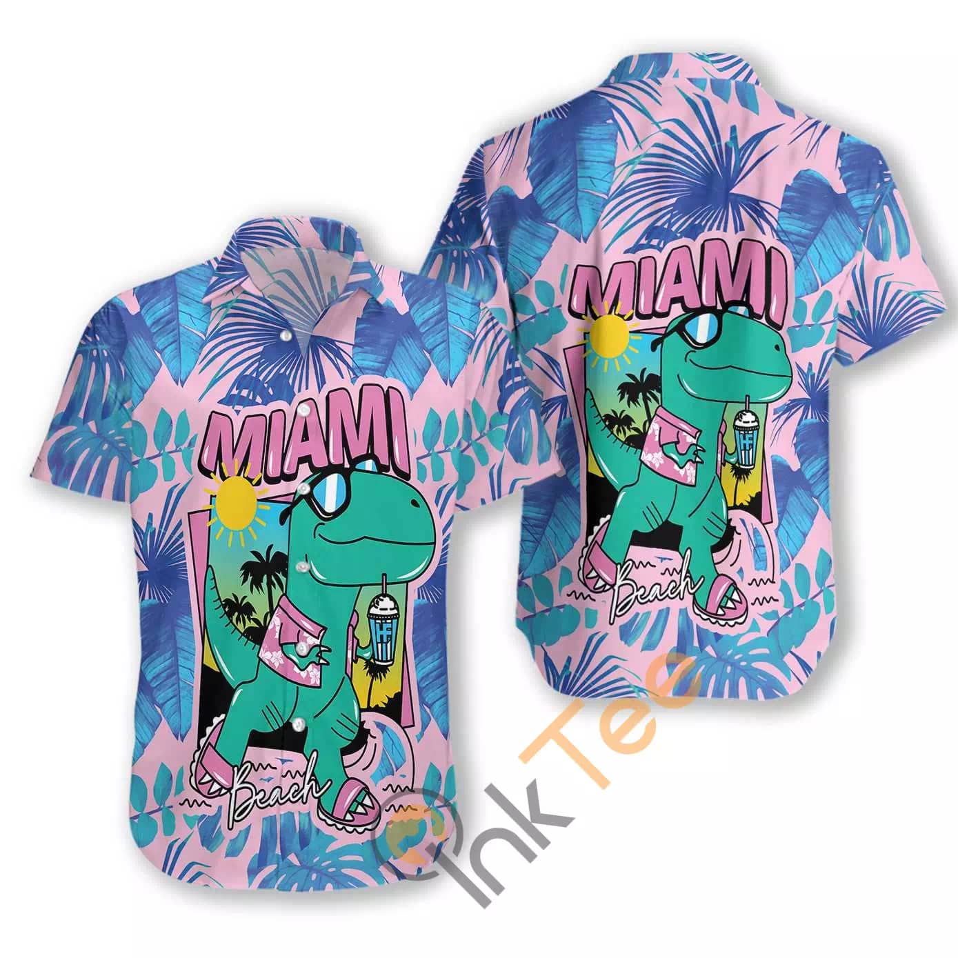 Miami South Beach Cool T- Rex Dinosaur N448 Hawaiian shirts