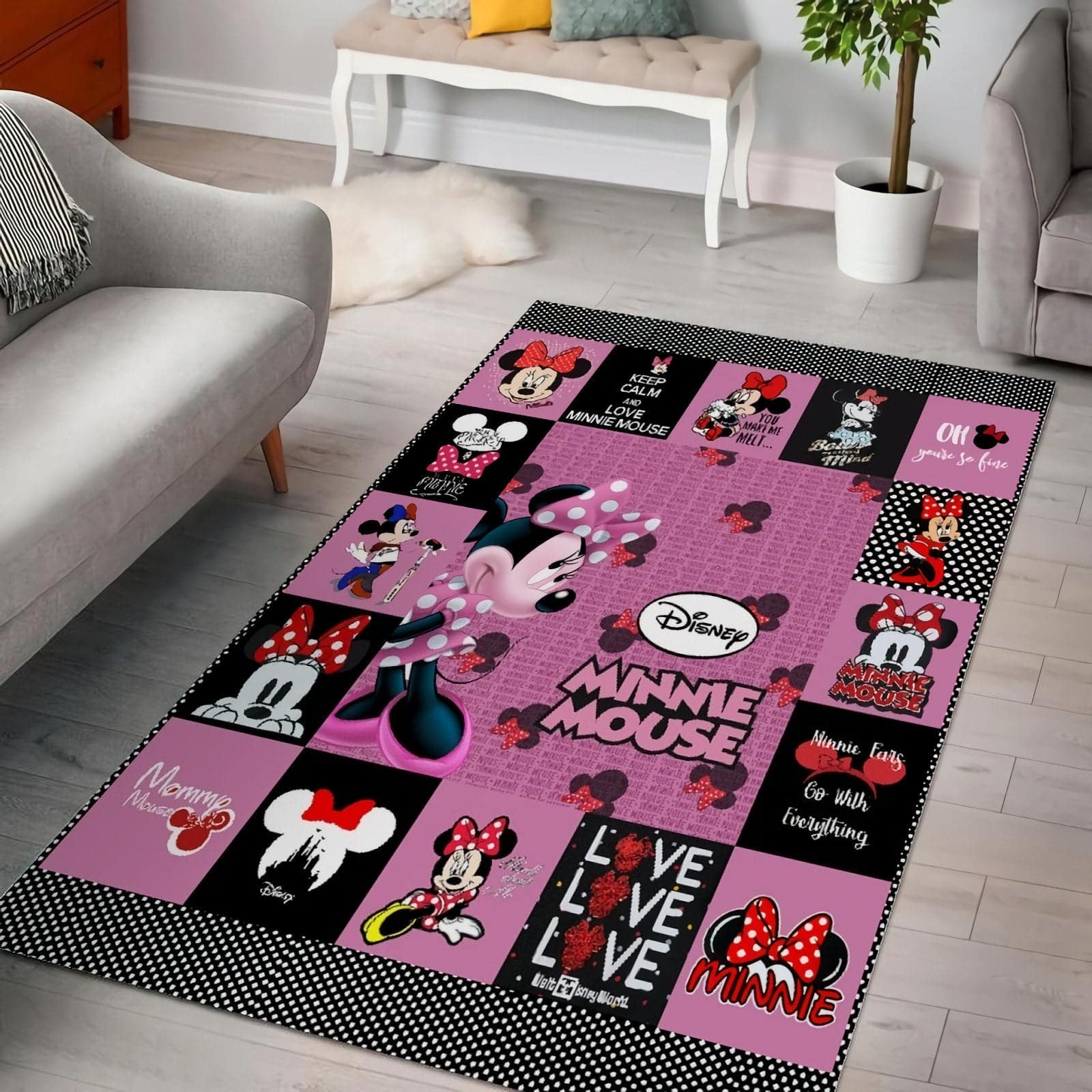 Minnie Mouse Disney Love Decorative Floor Rug