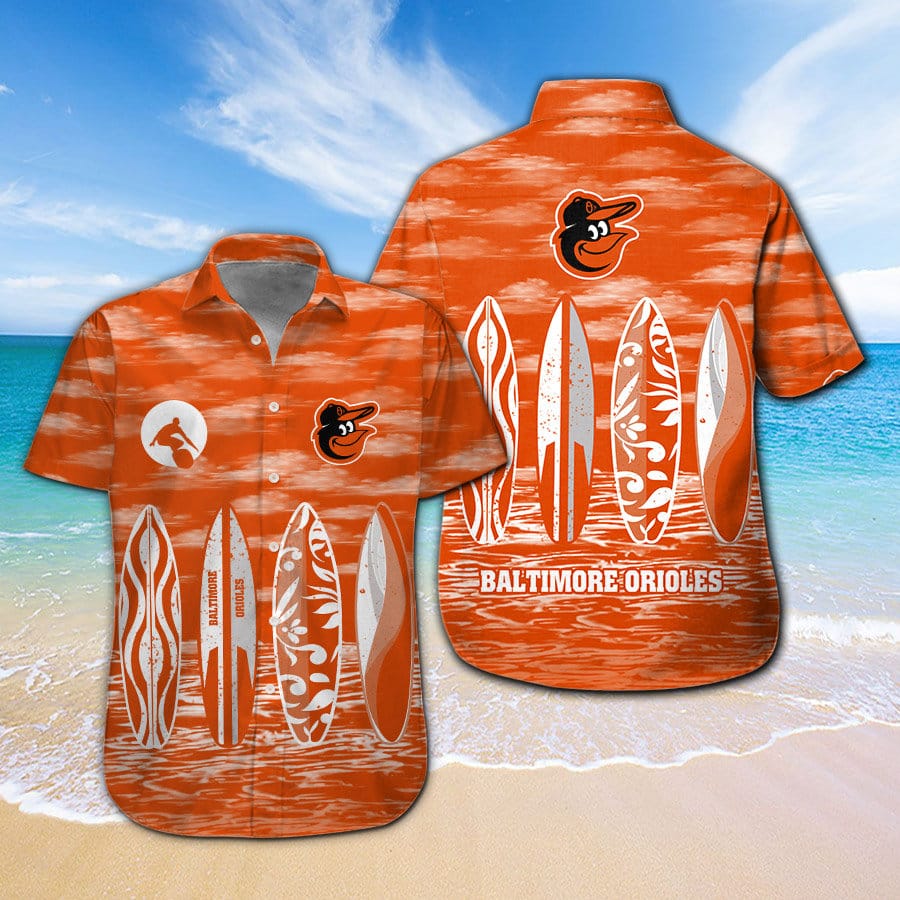 Mlb Baseball Baltimore Orioles Surfboard Summer Beach Hawaiian Shirts