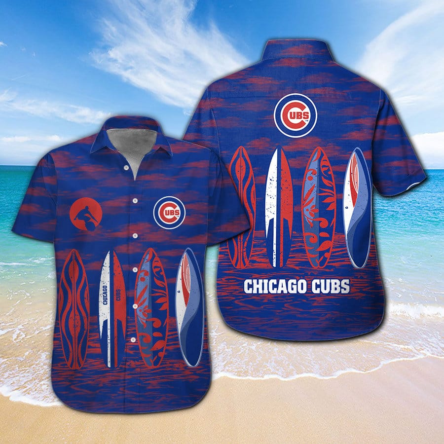 Mlb Baseball Chicago Cubs Surfboard Summer Beach Hawaiian Shirts