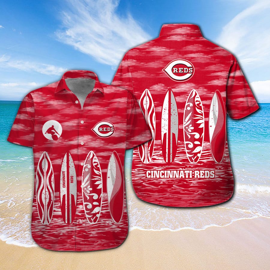 Mlb Baseball Cincinnati Reds Surfboard Summer Beach Hawaiian shirts