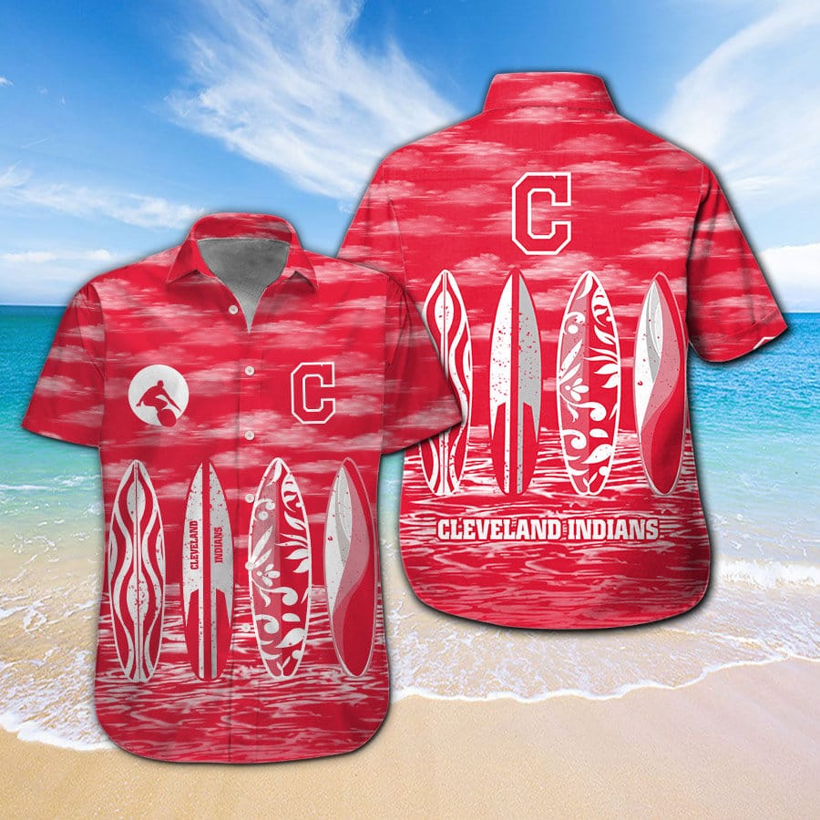 Mlb Baseball Cleveland Indians Surfboard Summer Beach Hawaiian Shirts