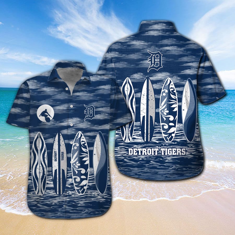 Mlb Baseball Detroit Tigers Surfboard Summer Beach Hawaiian Shirts