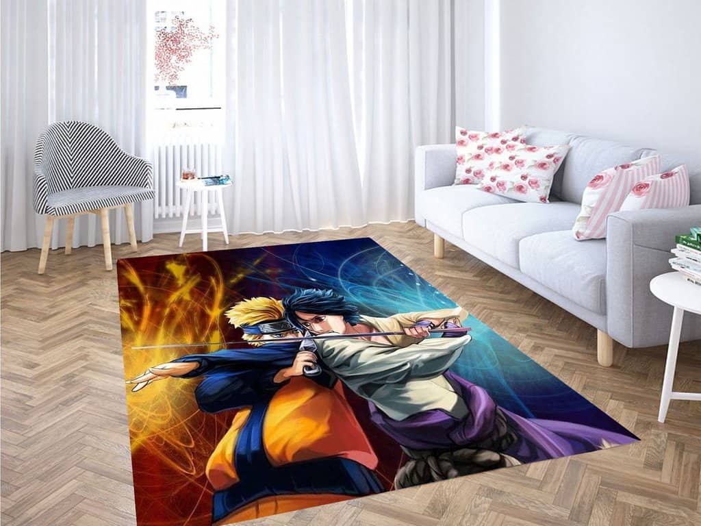 Naruto Vs Saske Living Room Modern Carpet Rug