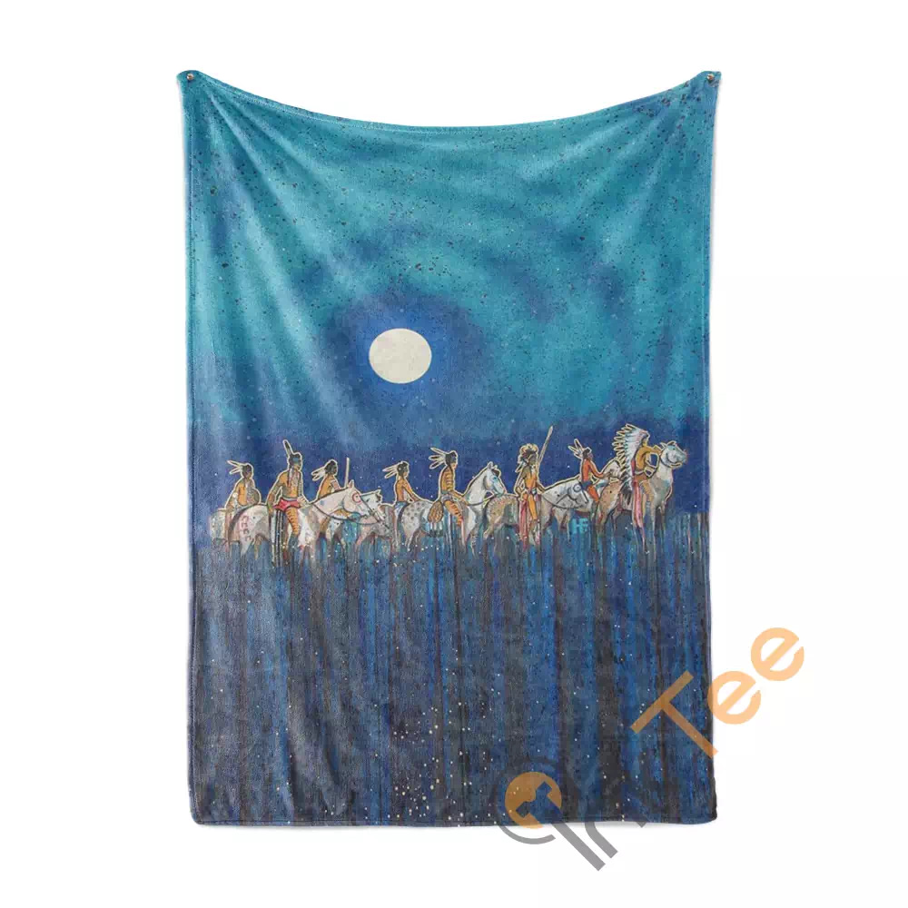 Native American Full Moon Riders N131 Fleece Blanket