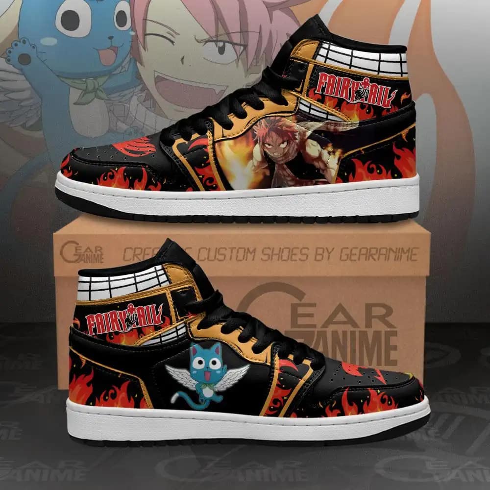 Natsu And Happy Sneakers Fairy Tail Anime Air Jordan Shoes