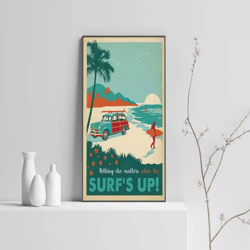 Nothing Else Matters When The Surf's Up Canvas Art Diving Print Swimming Vintage Poster