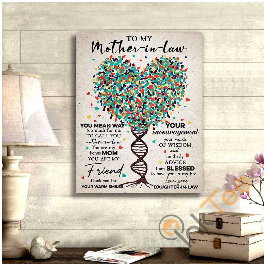 Personalized To My Mother In Law Bonus Mom Gift Colorful Dna Tree Heart 'S Day For Daughter Poster