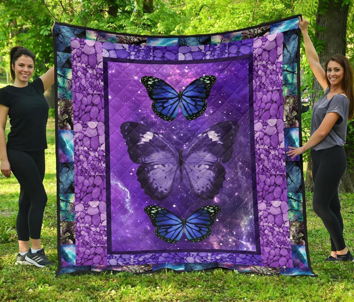 Purple Galaxy Butterfly Gift For Butterfly Lover Quilt
