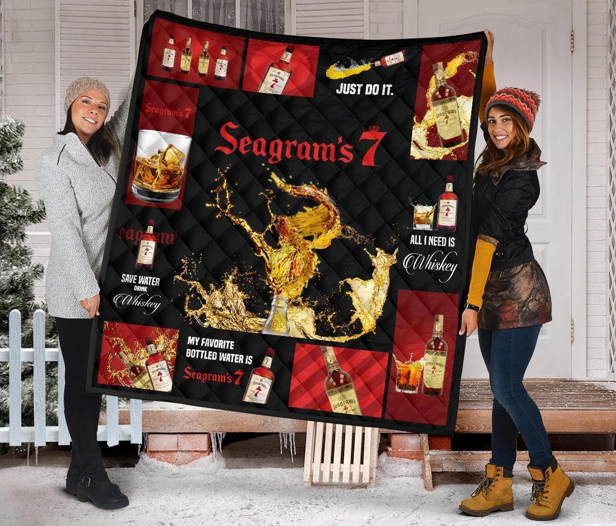 Seagram's 7 All I Need Is Whiskey Gift Idea Quilt