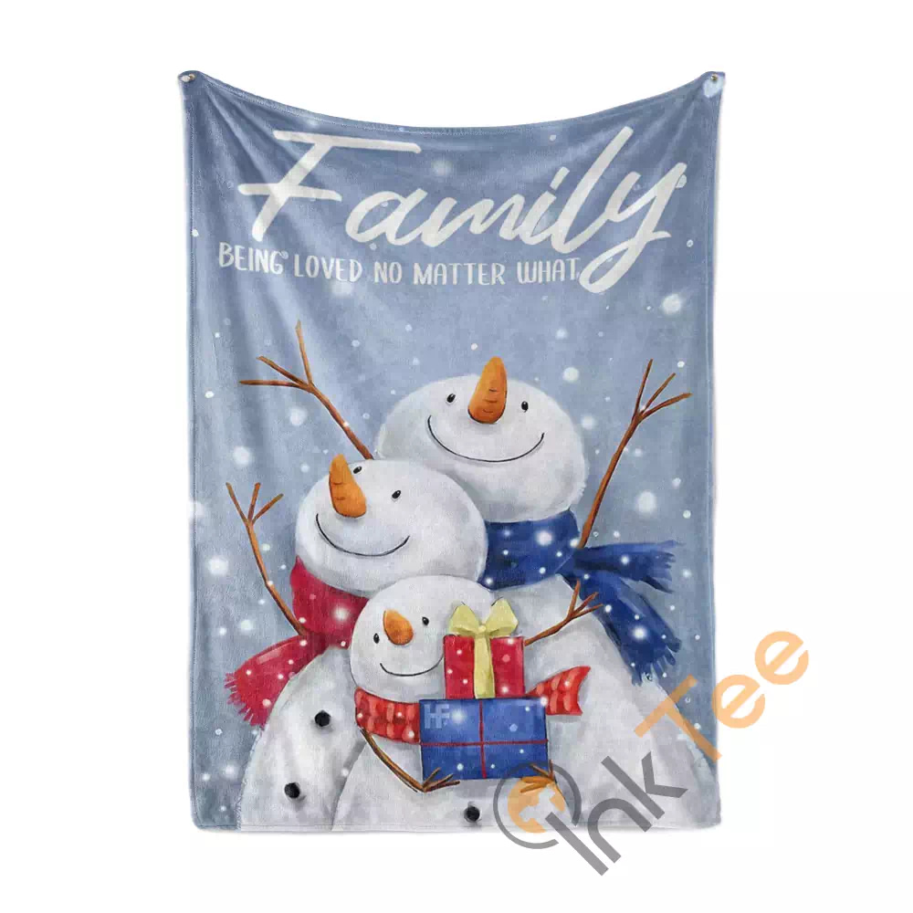 Snowman Family Being Loved Christmas N96 Fleece Blanket