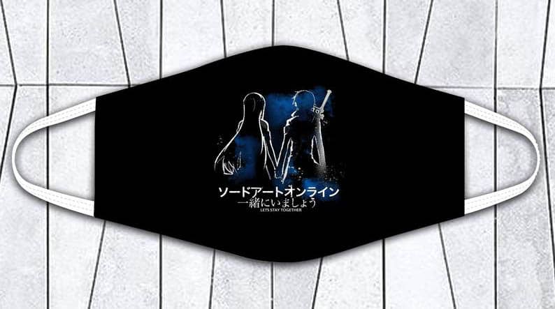 Sword Art Kirito Asuna Lets Stay Together Anime Japan No197 Face Mask