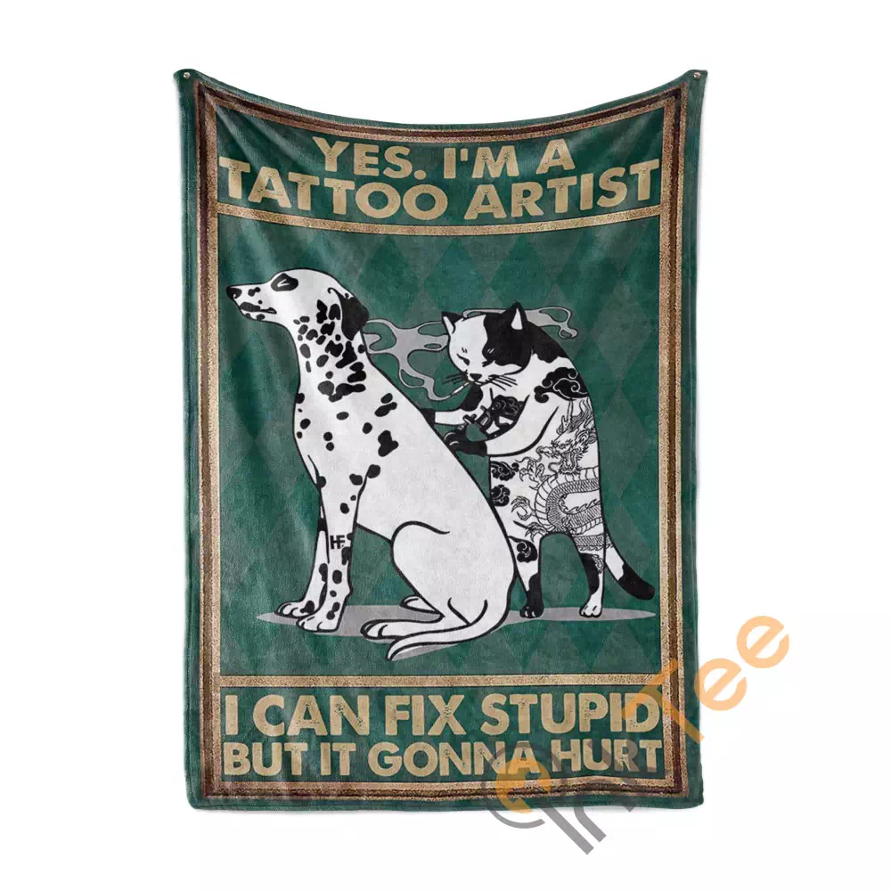 Tattoo Artist Cat I Can Fix Stupid N83 Fleece Blanket