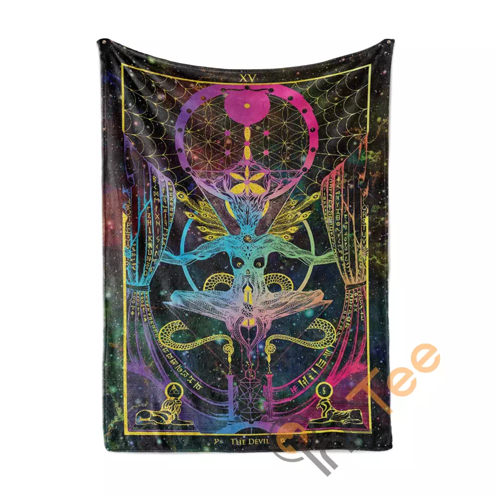 The Devil Arcana Tarot Art N74 Fleece Blanket