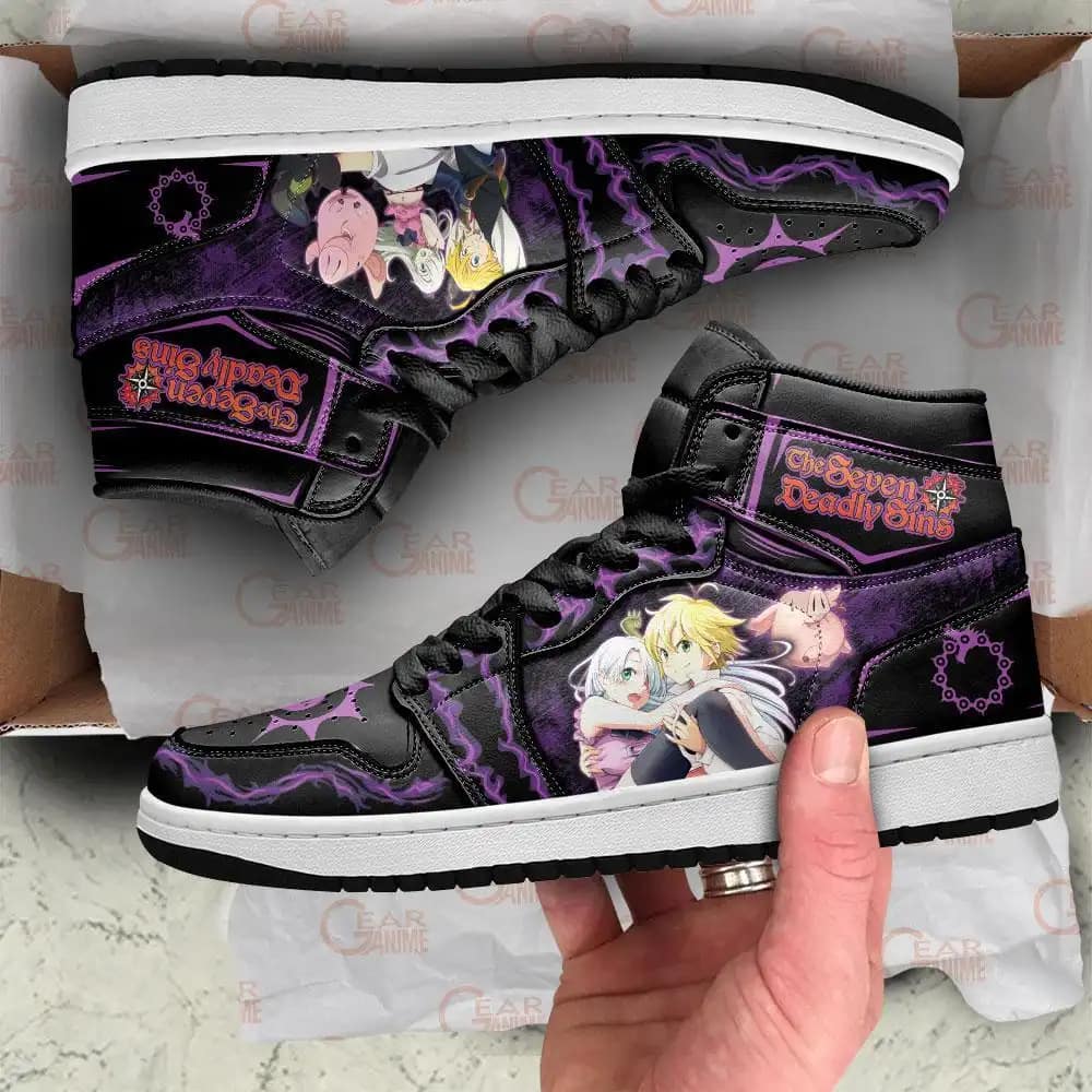 The Seven Deadly Sins Sneakers Meliodas And Elizabeth Anime Custom Air Jordan Shoes