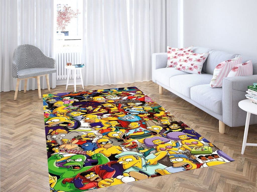 The Simpsons All Character Living Room Modern Carpet Rug