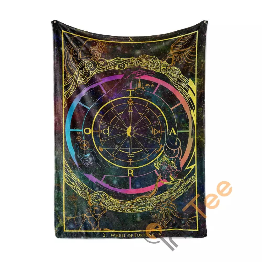 The Wheel Of Fortune Arcana Tarot Art N53 Fleece Blanket