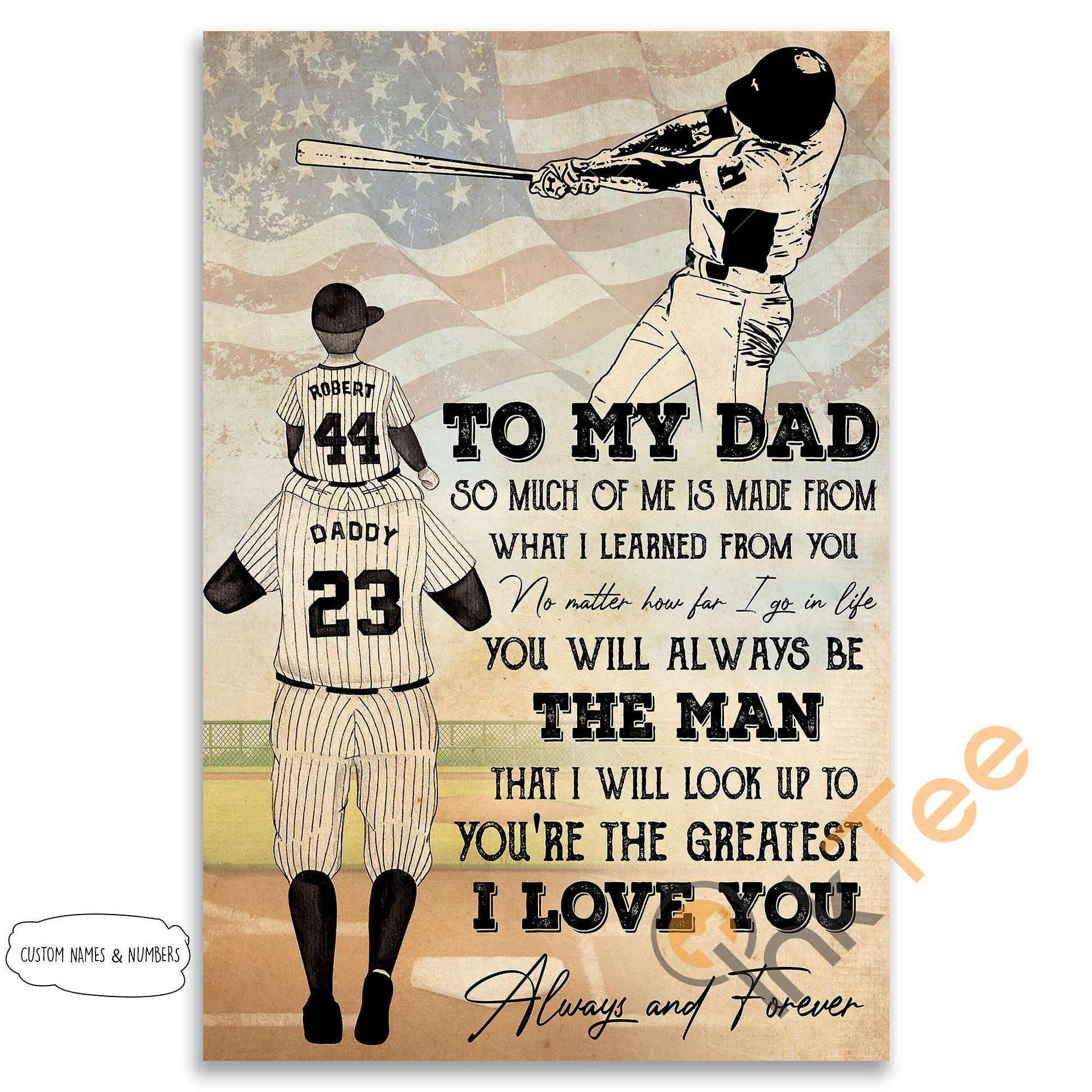 To My Dad Baseball Personalized Fathers Day Gift And Son For Dadd Poster