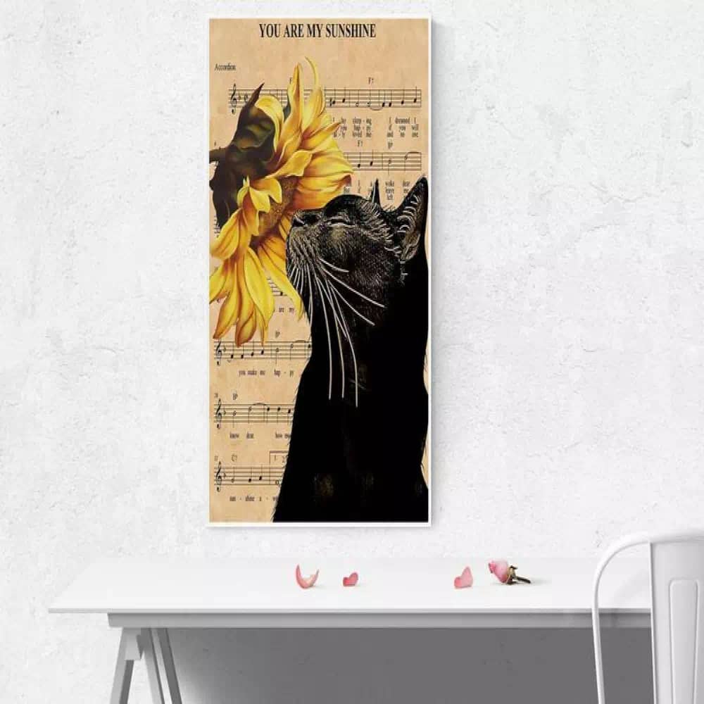 You Are My Sunshine Black Cat Lyric Canvas Art Gift For Lover Print Vintage Home Decor Poster