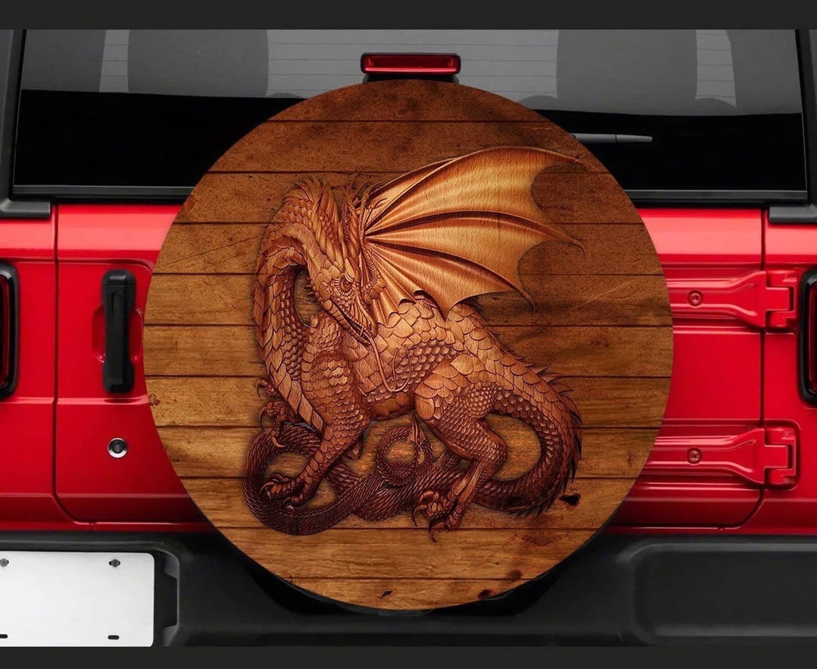 Inktee Store - 3D Dragon Wood Art Tire Cover Image