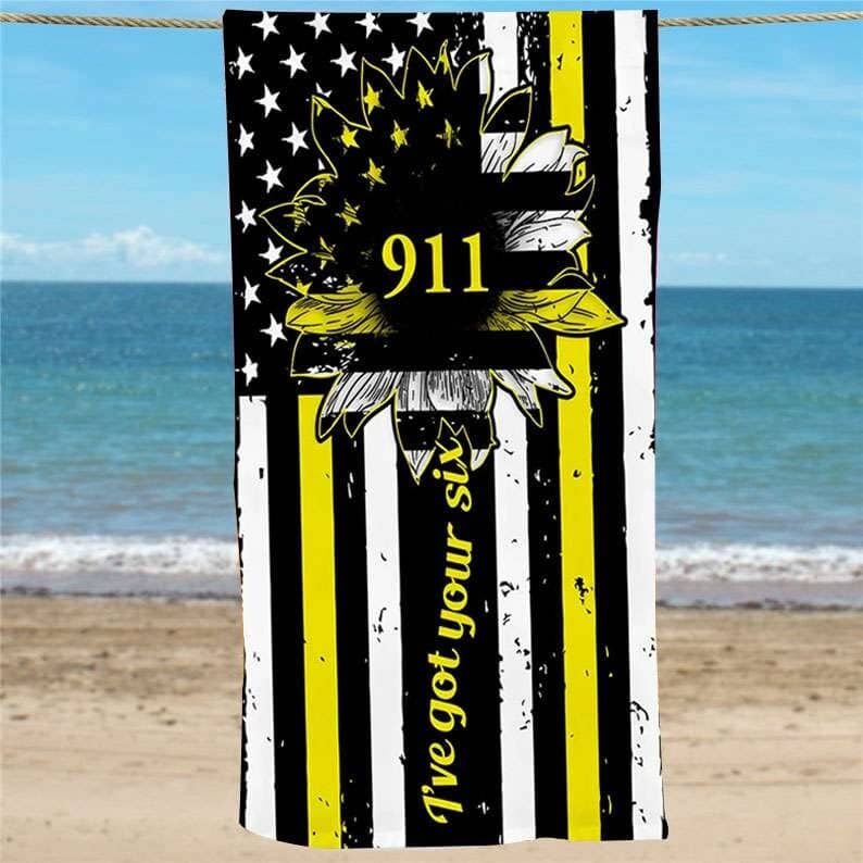 Inktee Store - 911 Sunflower Beach Towel Image